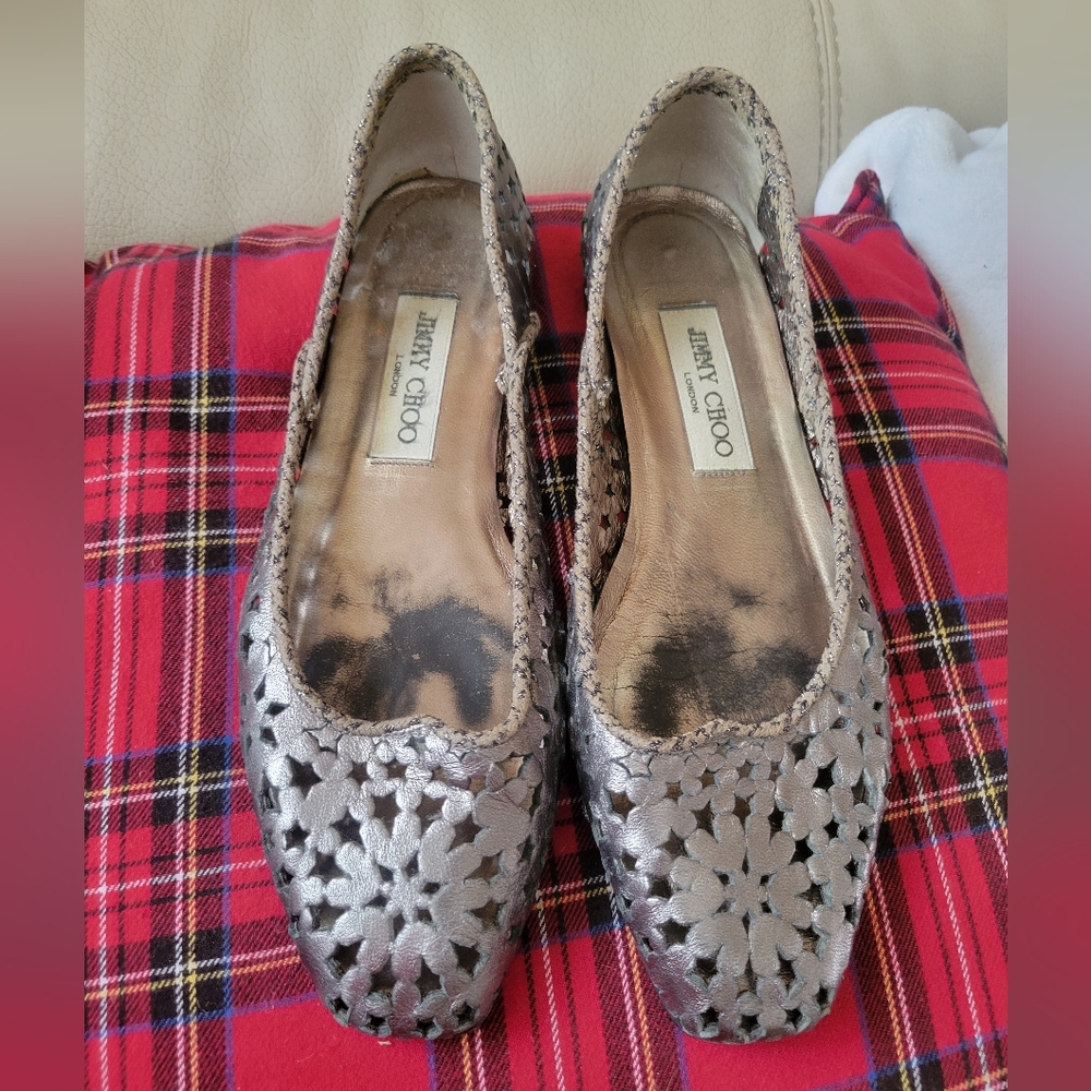 Jimmy Choo Metallic Silver Flats